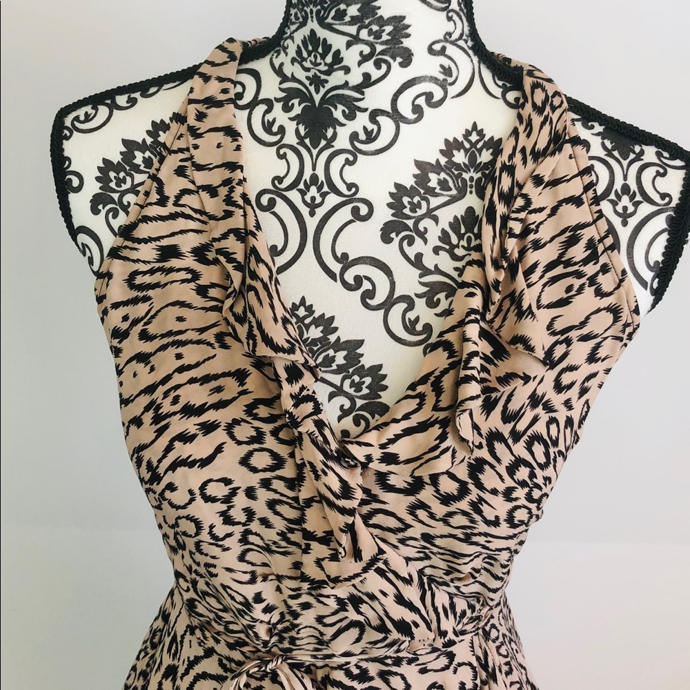 PARKER Silk Wrap Racer Back Ruffle Animal Print - Picture 4 of 6